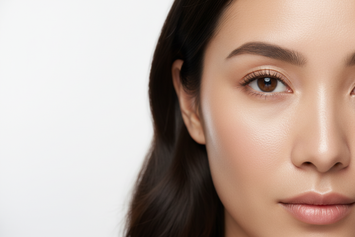 Nur hälfte des gesichts sichtbar und fotorealistischer